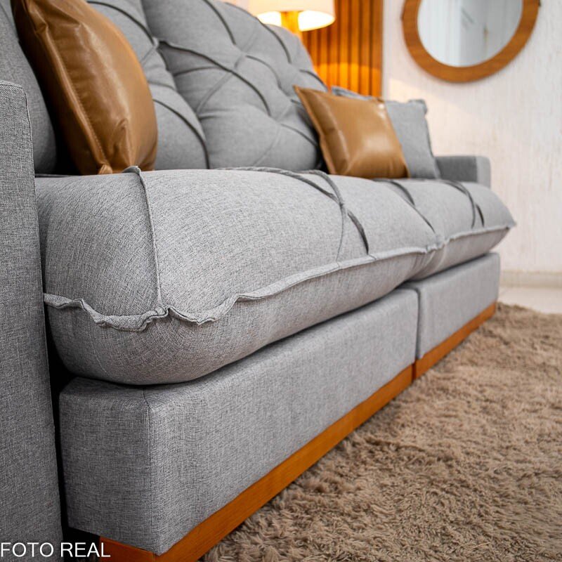 Sofá Retrátil Reclinável Malibu 2.50m Linho Cinza 1008 - D33 e Molas Ensacadas - Imagem 10