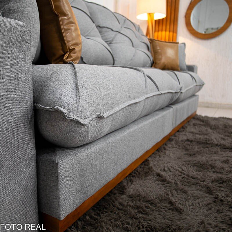 Sofá Retrátil Reclinável Malibu 2.90m Linho Cinza 1008 - D33 e Molas Ensacadas - Imagem 8