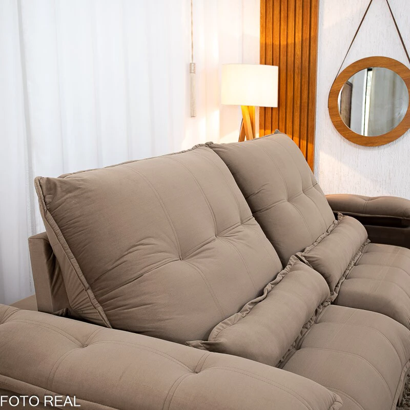Sofá Retrátil Reclinável Ibis 2.50m Veludo Capuccino 828 - D33 e Molas Ensacadas - Imagem 11