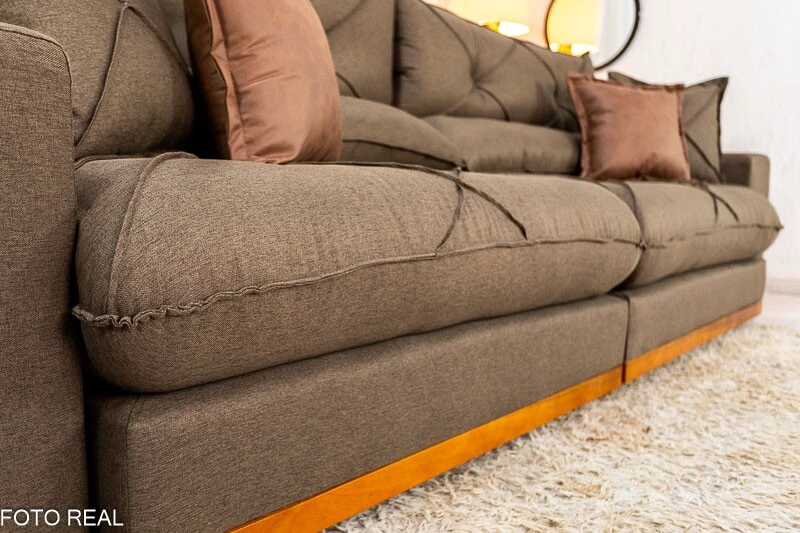 Sofá Retrátil Reclinável Gran Bello 2.90m Linho Marrom - Molas Ensacadas - Imagem 2