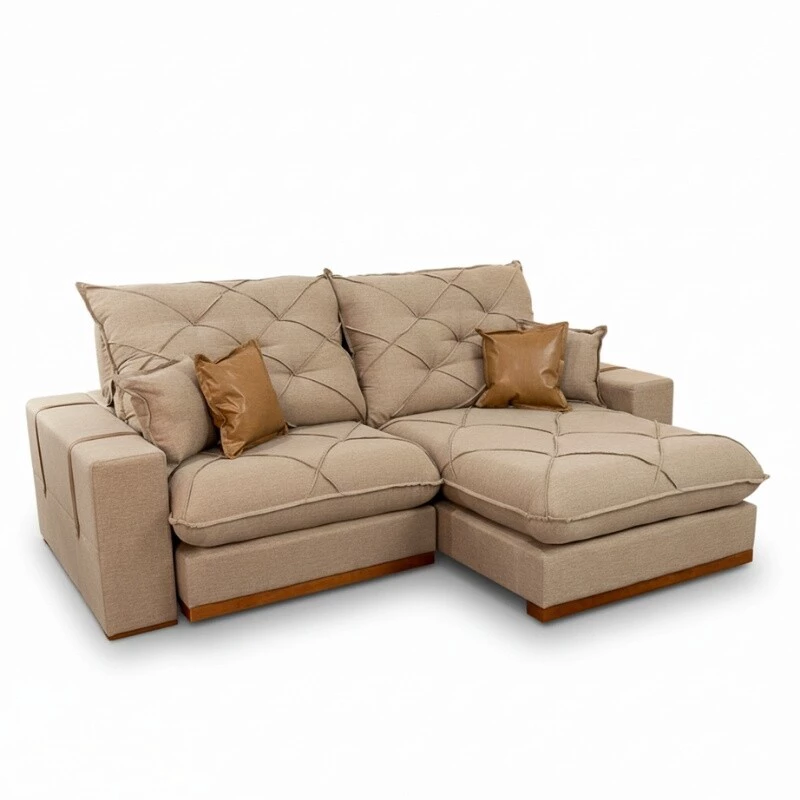 Sofá Retrátil Reclinável Malibu 2.50m Linho Bege 1006 - D33 e Molas Ensacadas - Imagem 8