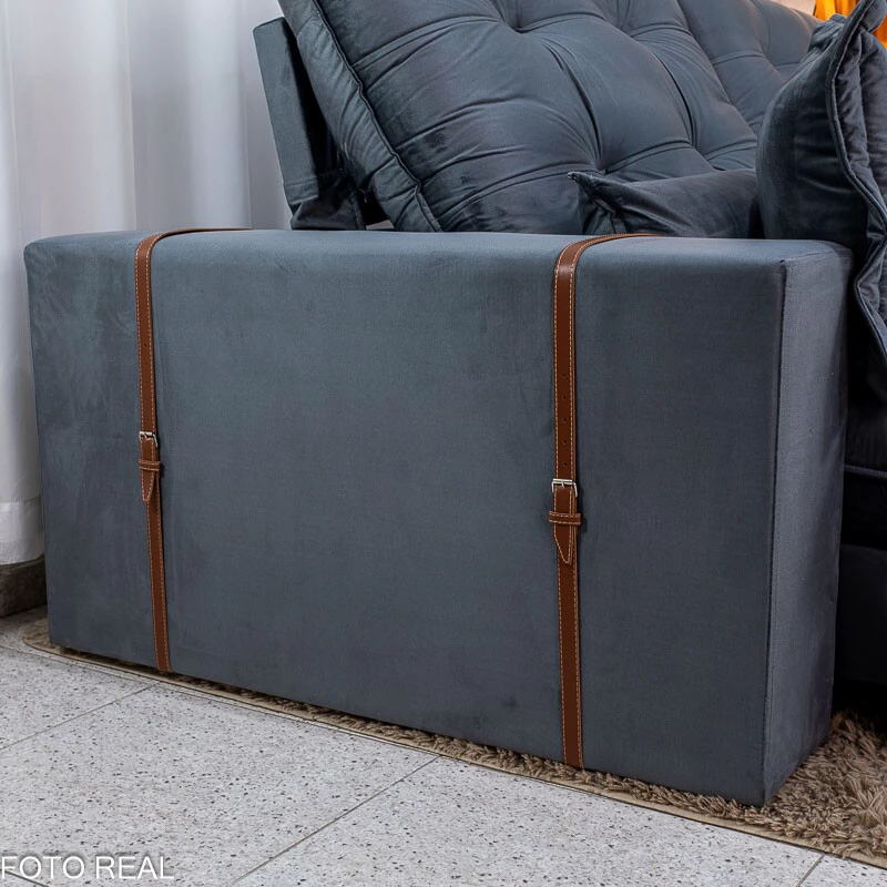 Sofá Retrátil Reclinável Toronto 2.50m Veludo Chumbo 4053 - D33 e Molas Ensacadas - Imagem 6