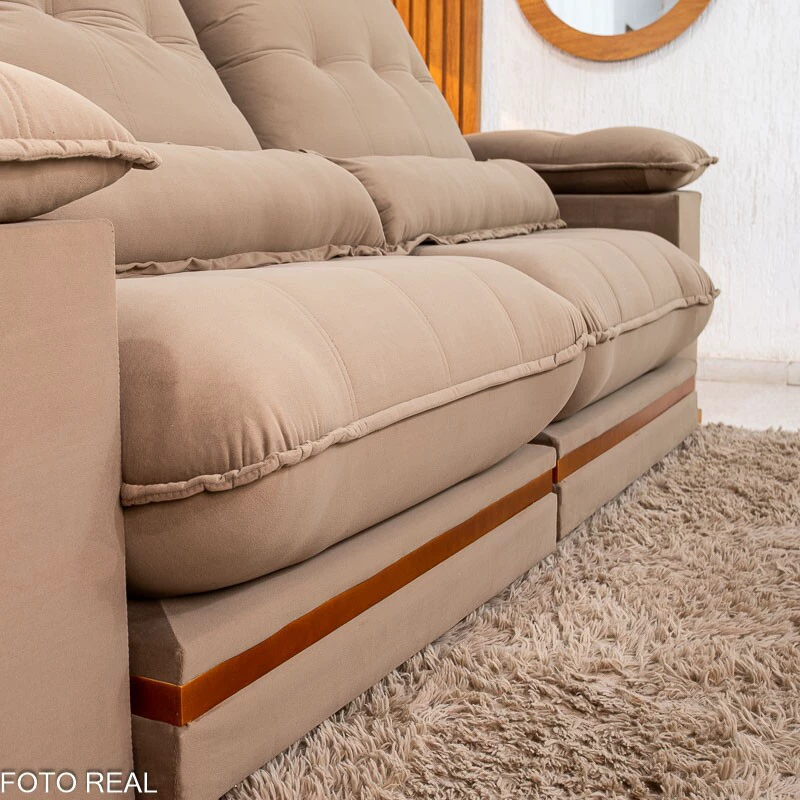 Sofá Retrátil Reclinável Ibis 2.30m Veludo Cappucino 828 - D33 e Molas Ensacadas - Imagem 3