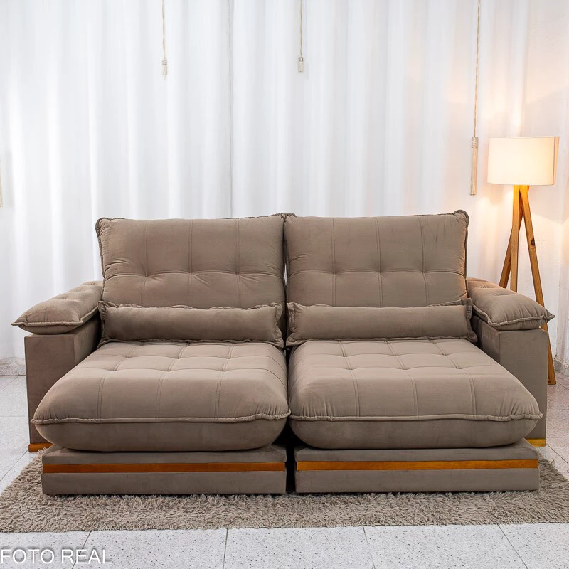 Sofá Retrátil Reclinável Ibis 2.30m Veludo Cappucino 828 - D33 e Molas Ensacadas - Imagem 6