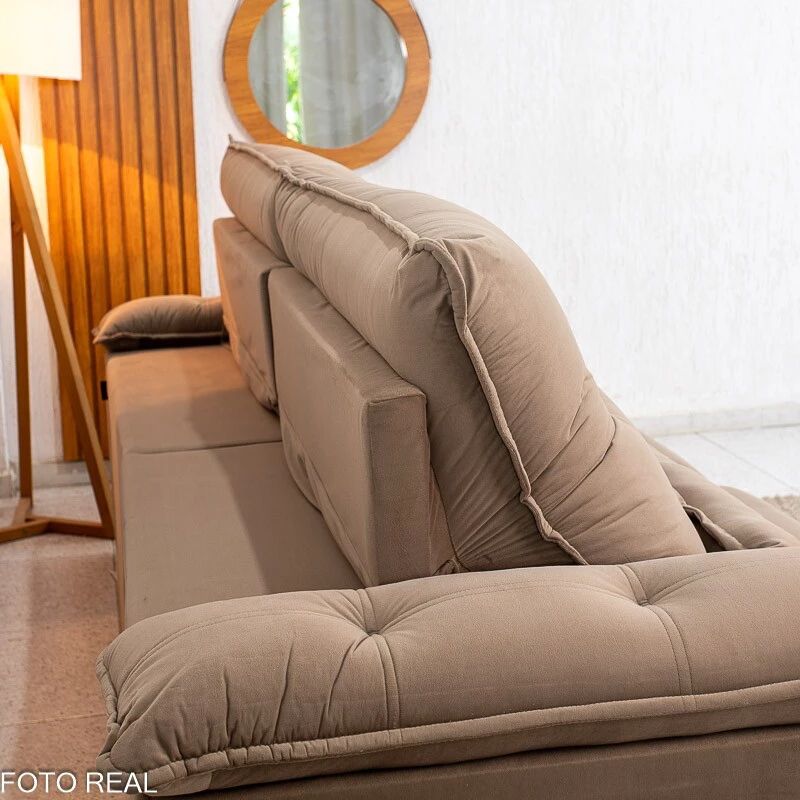 Sofá Retrátil Reclinável Ibis 2.30m Veludo Cappucino 828 - D33 e Molas Ensacadas - Imagem 5