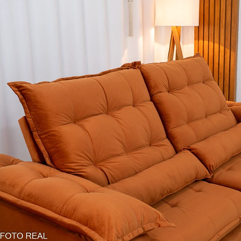 Sofá Retrátil Reclinável Emanuelly 2.00m Veludo Terracota 24 - Imagem 11
