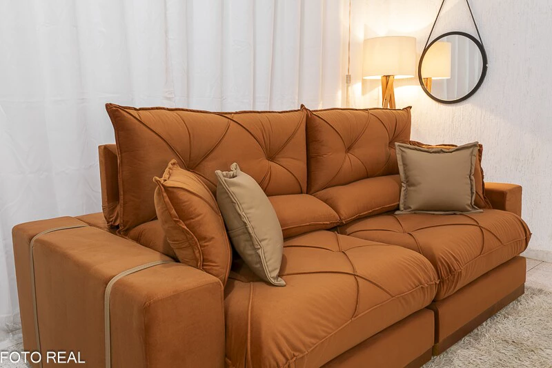 Sofá Retrátil Reclinável Gran Bello 2.30m Veludo Terracota 24 - Molas Ensacadas Pocket - Imagem 3
