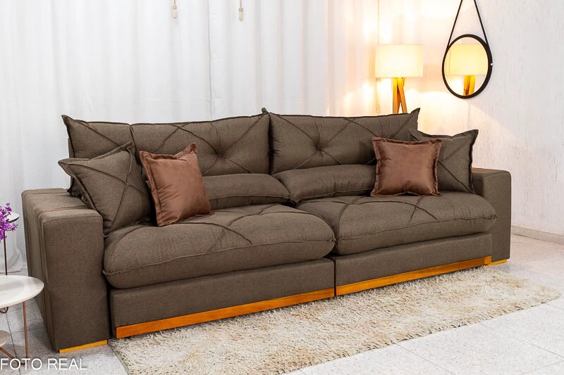 Sofá Retrátil Reclinável Gran Bello 2.90m Linho Marrom - Molas Ensacadas - Imagem 6