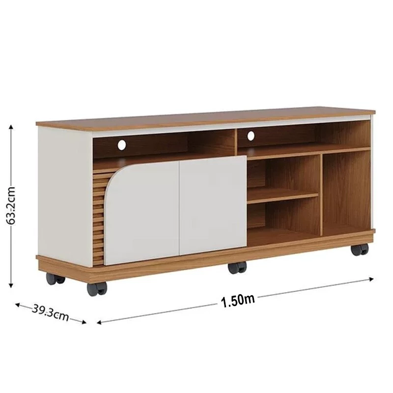 Rack Bancada Jurerê Larg. 1.50m Freijó/Off White Matte para TV até 65"- Colibri - Imagem 4
