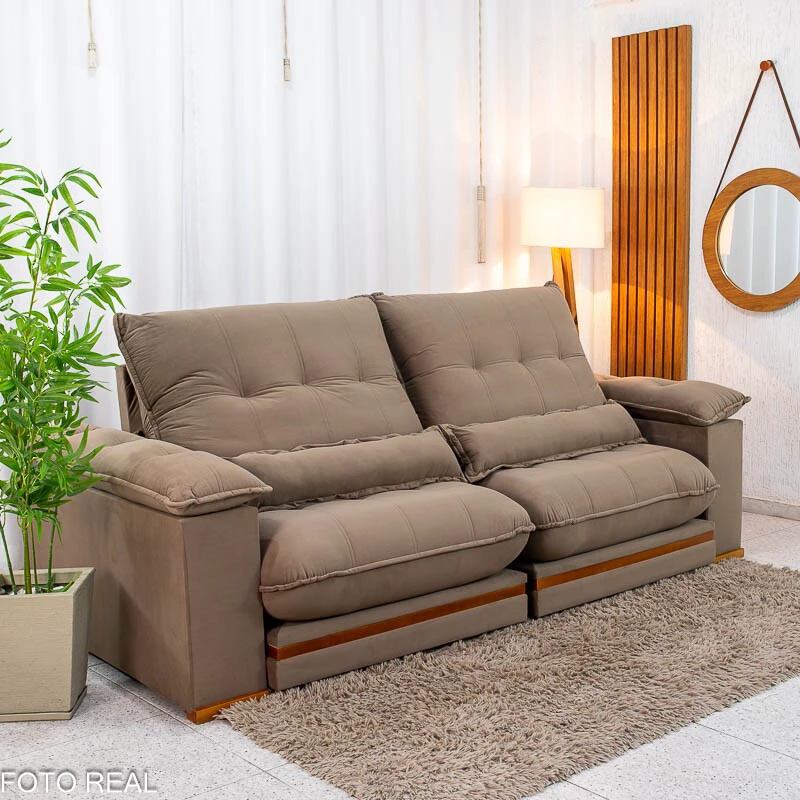 Sofá Retrátil Reclinável Ibis 2.30m Veludo Cappucino 828 - D33 e Molas Ensacadas - Imagem 10