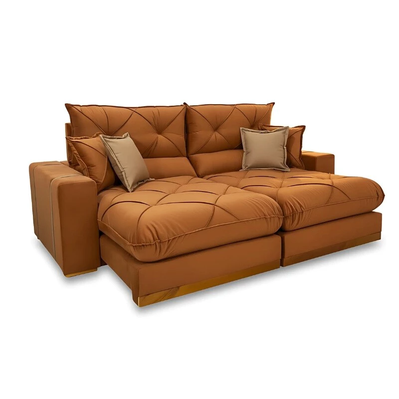 Sofá Retrátil Reclinável Gran Bello 2.30m Veludo Terracota 24 - Molas Ensacadas Pocket - Imagem 8
