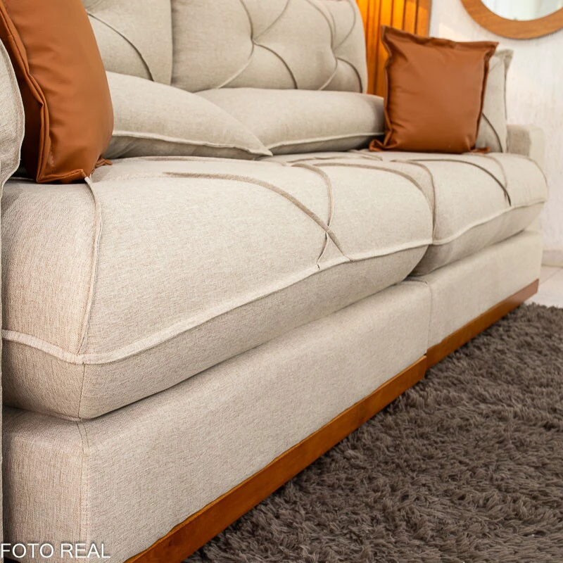 Sofá Retrátil Reclinável Gran Bello 2.90m Linho Bege - Molas Ensacadas - Imagem 9