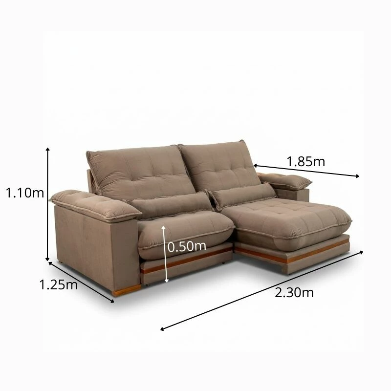 Sofá Retrátil Reclinável Ibis 2.30m Veludo Cappucino 828 - D33 e Molas Ensacadas - Imagem 7