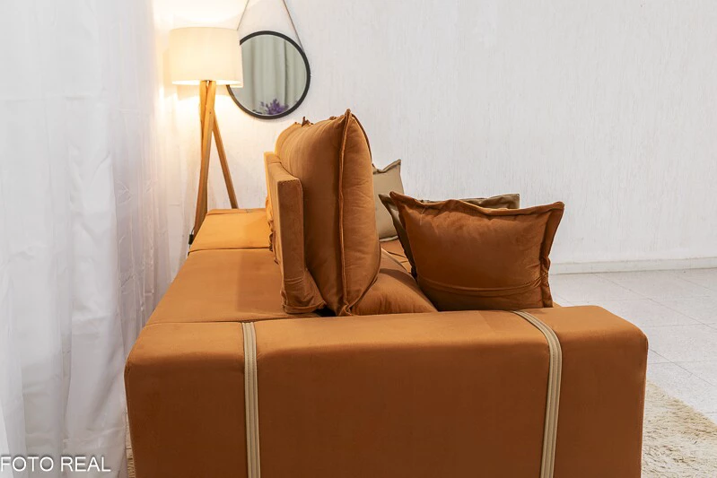 Sofá Retrátil Reclinável Gran Bello 2.30m Veludo Terracota 24 - Molas Ensacadas Pocket - Imagem 2