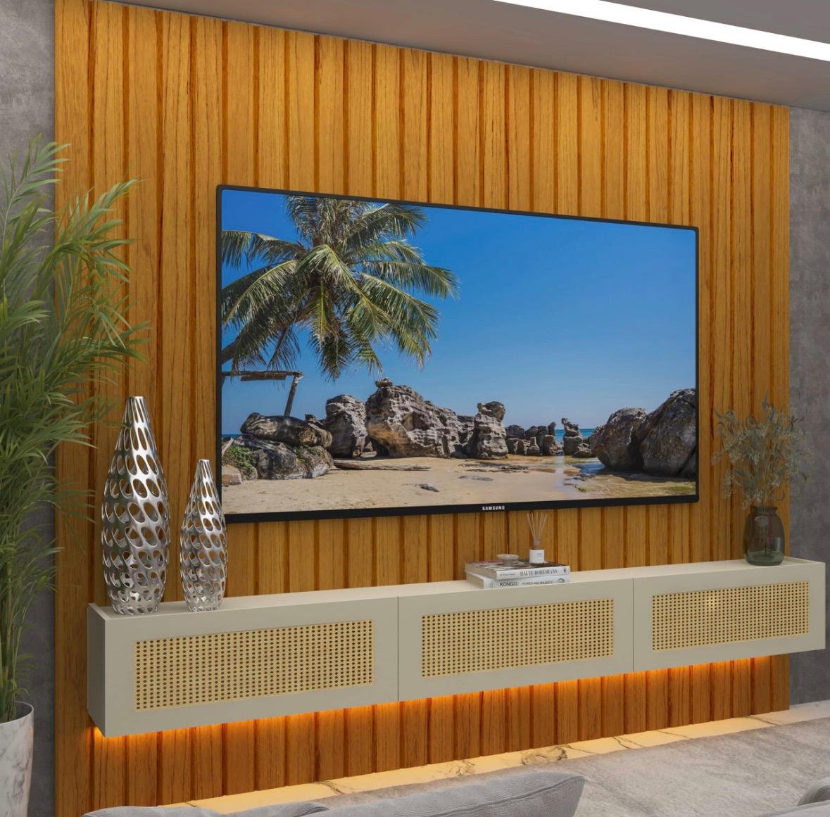 Home Suspenso até 85″ Majestade 230 Naturale com Nicho Native Off White – GELIUS - Imagem 2