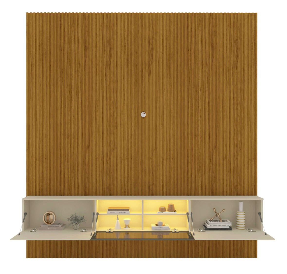 Home Suspenso até 85″ Supremo Ripado 218 Naturale com Nicho Luminare Off White – GELIUS - Imagem 2