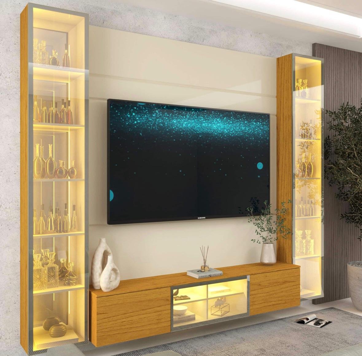 Home Suspenso até 85″ Luminare Reflecta com Duas Torres 230 Off White/Naturale – GELIUS - Imagem 4