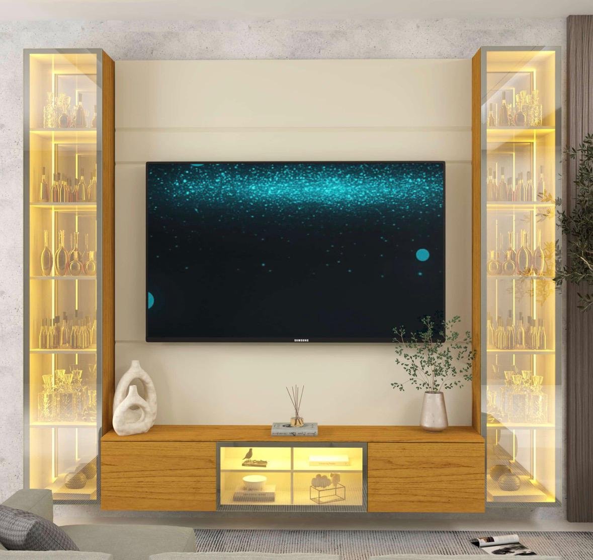 Home Suspenso até 85″ Luminare Reflecta com Duas Torres 230 Off White/Naturale – GELIUS - Imagem 3