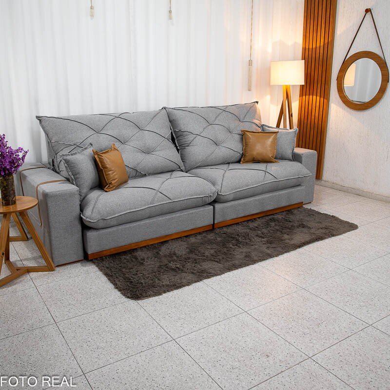 Sofá Retrátil Reclinável Malibu 2.90m Linho Cinza 1008 - D33 e Molas Ensacadas - Imagem 5