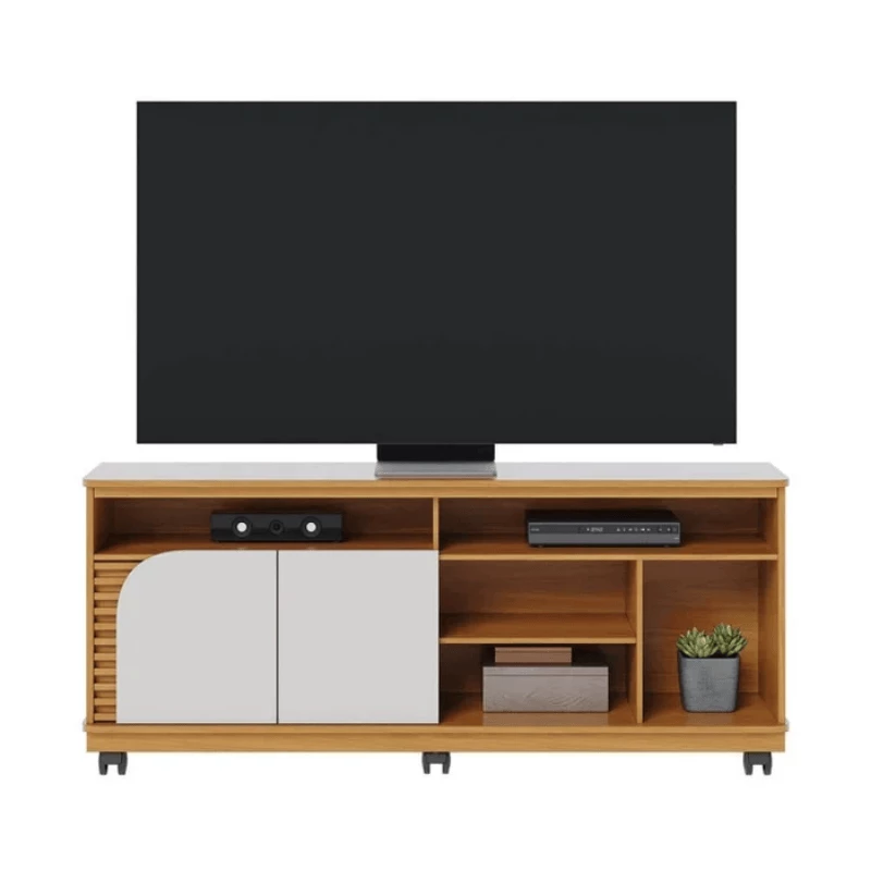 Rack Bancada Jurerê Larg. 1.50m Naturale/Off White Mate para TV até 65"- Colibri - Imagem 4