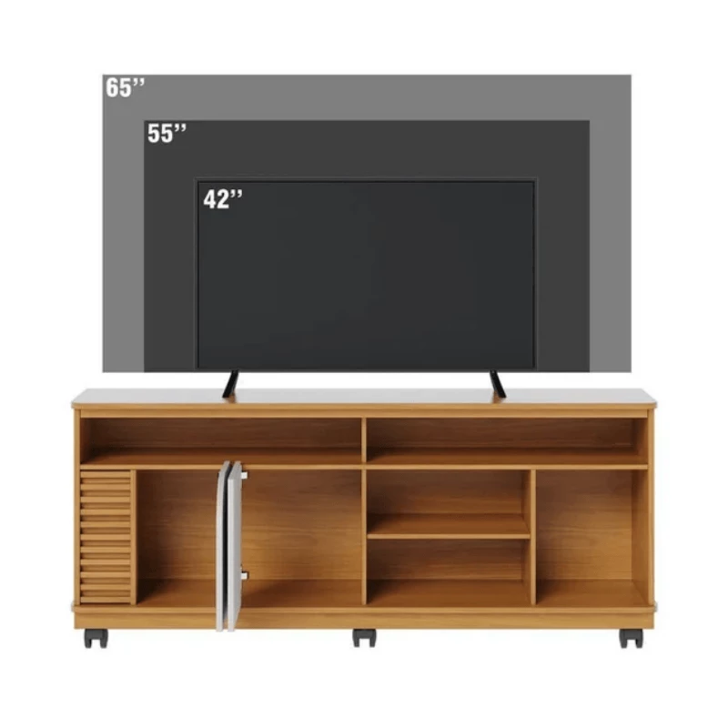 Rack Bancada Jurerê Larg. 1.50m Naturale/Off White Mate para TV até 65"- Colibri - Imagem 3