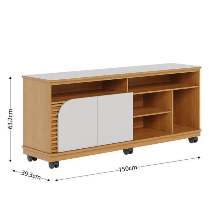 Rack Bancada Jurerê Larg. 1.50m Naturale/Off White Mate para TV até 65"- Colibri - Imagem 2