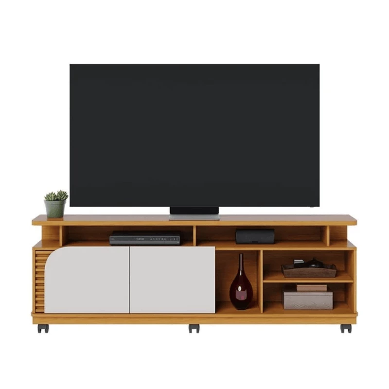 Rack Bancada Jurerê Larg. 1.80m Naturale/Off White Mate para TV até 75" - Colibri - Imagem 3