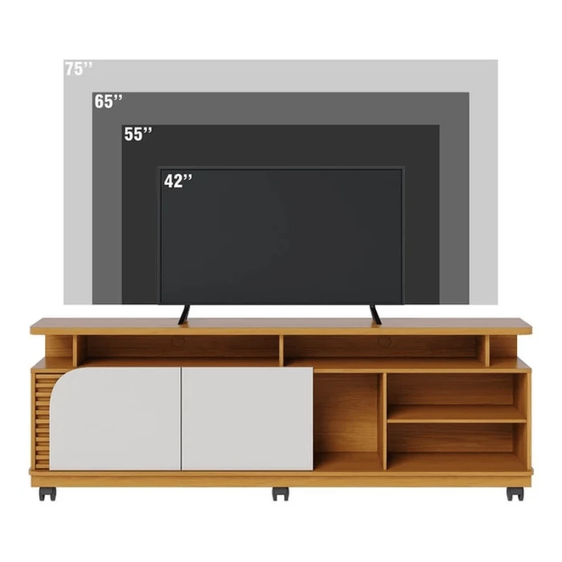 Rack Bancada Jurerê Larg. 1.80m Naturale/Off White Mate para TV até 75" - Colibri - Imagem 4