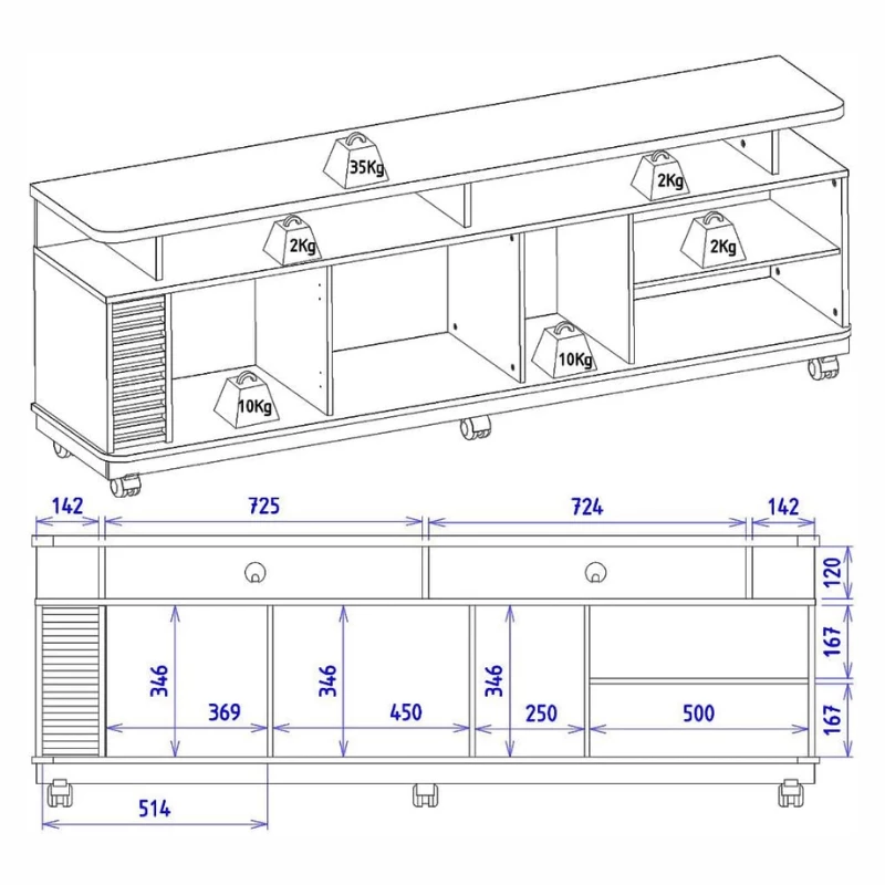 Rack Bancada Jurerê Larg. 1.80m Naturale/Off White Mate para TV até 75" - Colibri - Imagem 5