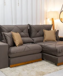 Sofá Retrátil Reclinável Gran Bello 2.30m Veludo Marrom 19 - Molas Ensacadas Pocket
