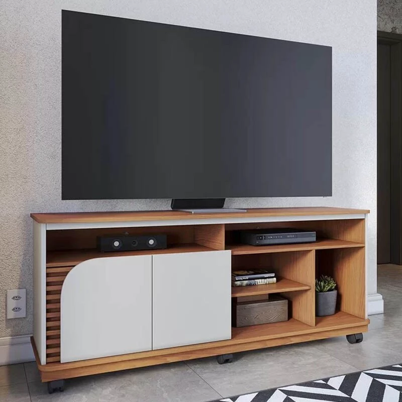 Rack Bancada Jurerê Larg. 1.50m Freijó/Off White Matte para TV até 65"- Colibri