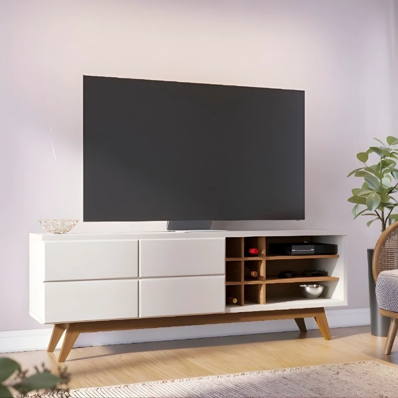 Bancada Noronha Larg. 1.80m Off/Freijó para TV até 70" Colibri - Oferta