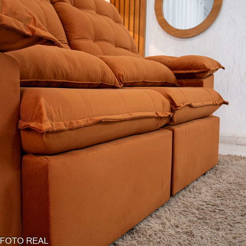 Sofá Retrátil Reclinável Emanuelly 2.00m Veludo Terracota 24 - Imagem 8