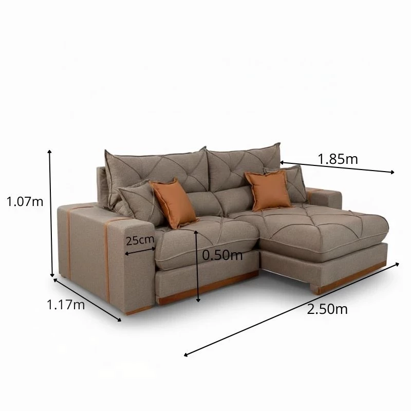 Sofá Retrátil Reclinável Gran Bello 2.50m Linho Marrom - Molas Ensacadas Pocket - Imagem 10