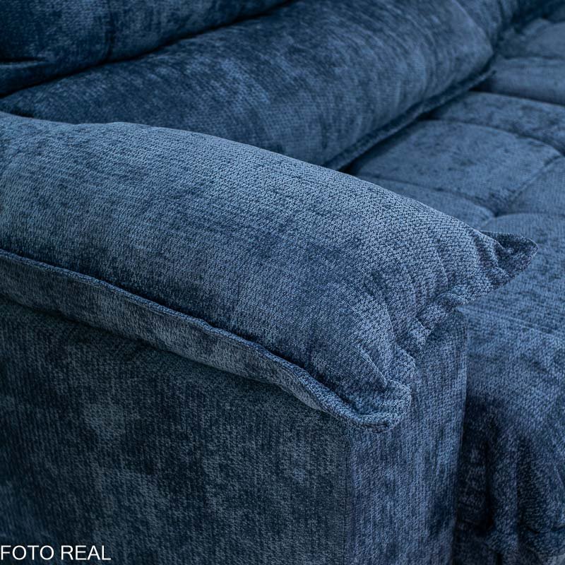 Sofá Retrátil Reclinável Itauna 2.30m Chenille Azul 575 - Molas Ensacadas - Imagem 11