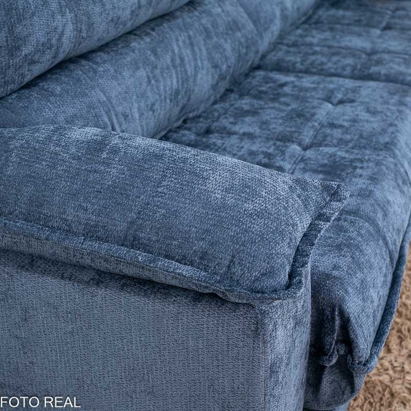Sofá Retrátil Reclinável Itaúna 2.90m Chenille Azul 575 - Molas Ensacadas - Imagem 10