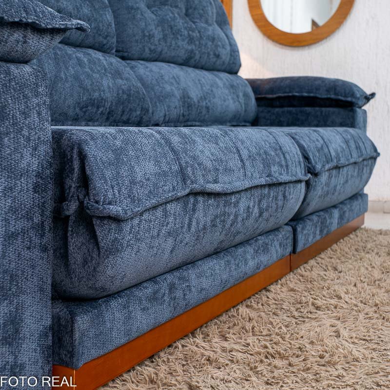 Sofá Retrátil Reclinável Itaúna 2.90m Chenille Azul 575 - Molas Ensacadas - Imagem 12