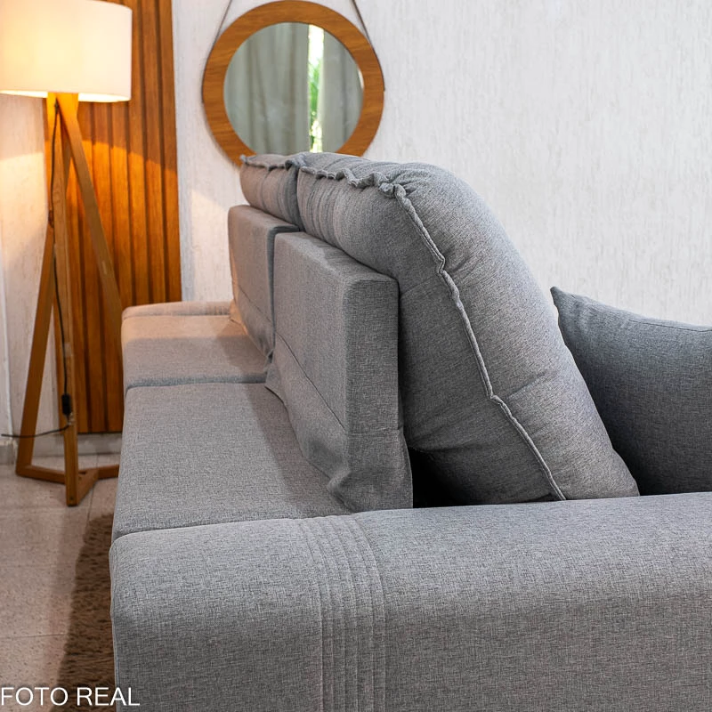 Sofá Retrátil Reclinável Ruah 2.50m Linho Cinza 2016 - Molas Ensacadas - Imagem 3