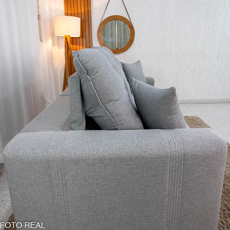 Sofá Retrátil Reclinável Ruah 2.50m Linho Cinza 2016 - Molas Ensacadas - Imagem 6