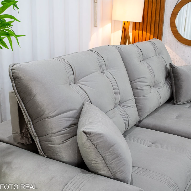 Sofá Retrátil Reclinável Ruah 2.50m Veludo Avelã 4052 - Molas Ensacadas - Imagem 5