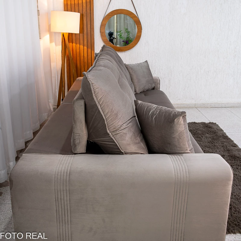 Sofá Retrátil Reclinável Ruah 2.90m Veludo Avelã 4052 - Molas Ensacadas - Imagem 7