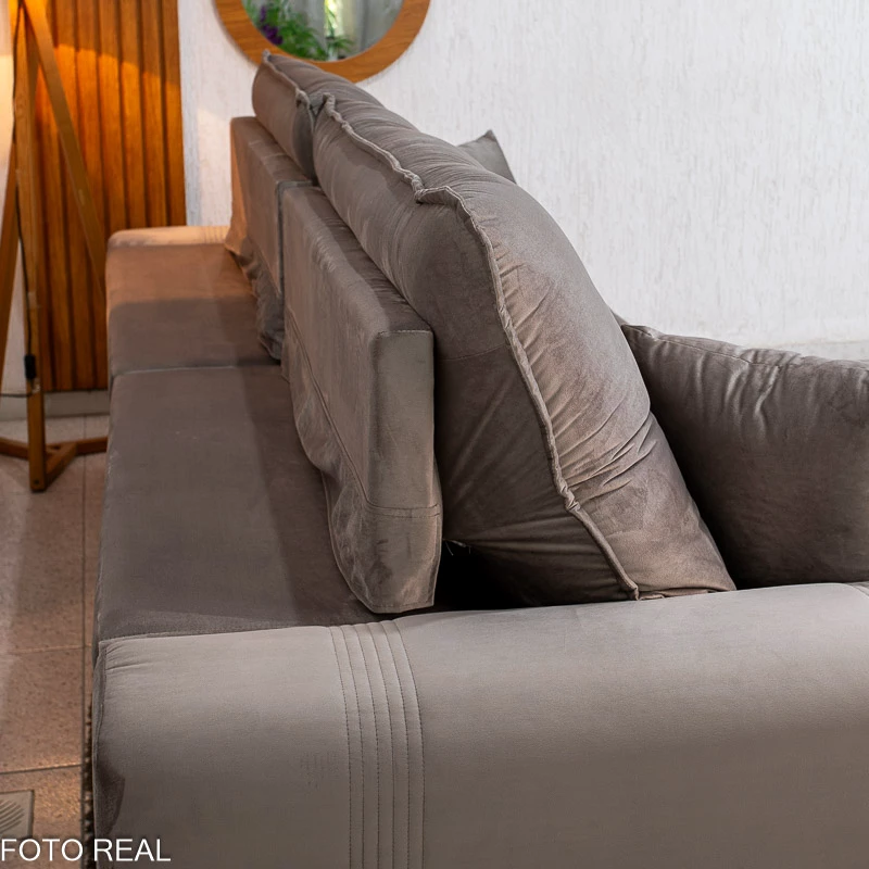 Sofá Retrátil Reclinável Ruah 2.90m Veludo Avelã 4052 - Molas Ensacadas - Imagem 6