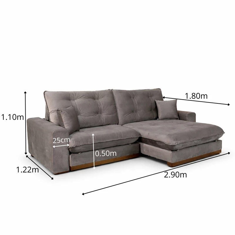 Sofá Retrátil Reclinável Ruah 2.90m Veludo Avelã 4052 - Molas Ensacadas - Imagem 9