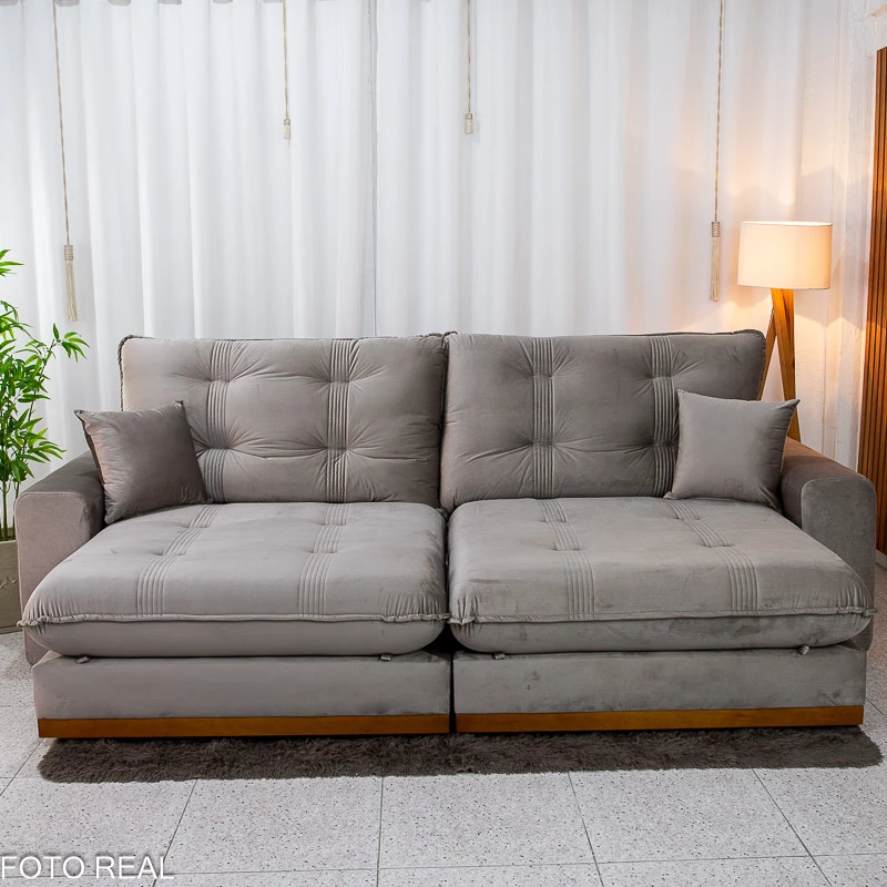 Sofá Retrátil Reclinável Ruah 2.90m Veludo Avelã 4052 - Molas Ensacadas - Imagem 5