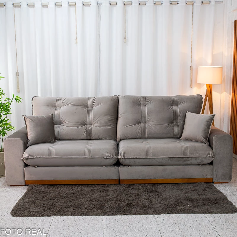 Sofá Retrátil Reclinável Ruah 2.90m Veludo Avelã 4052 - Molas Ensacadas - Imagem 4