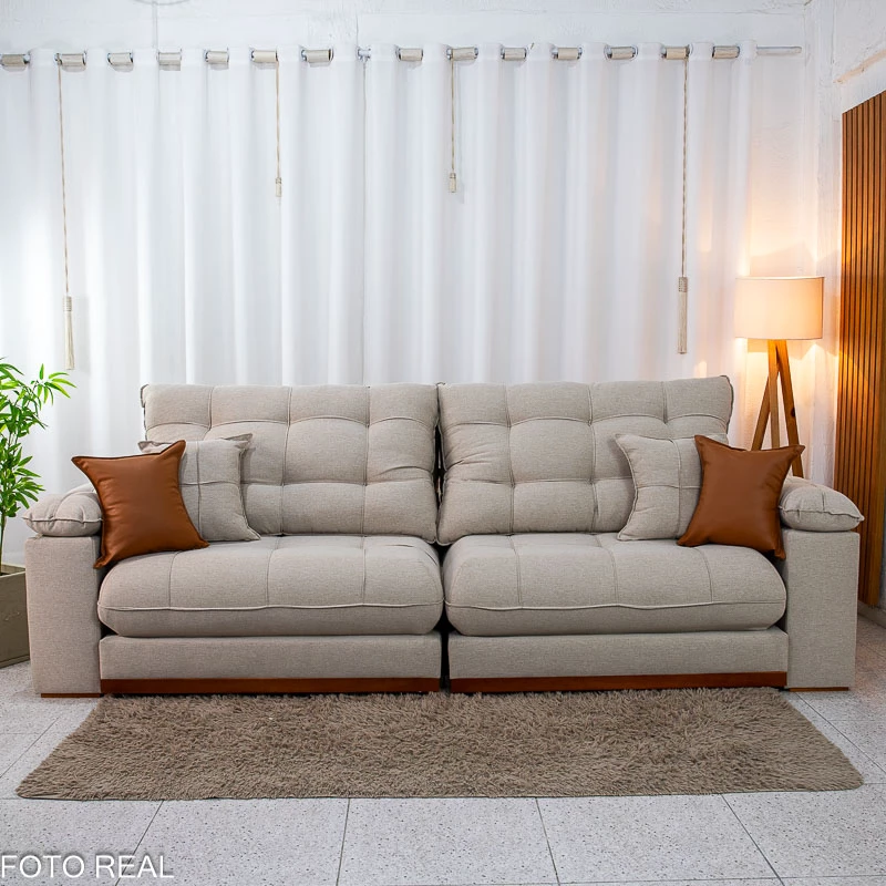 Sofá Retrátil Reclinável Verona 2.90m Linho Bege - Molas Ensacadas - Imagem 10