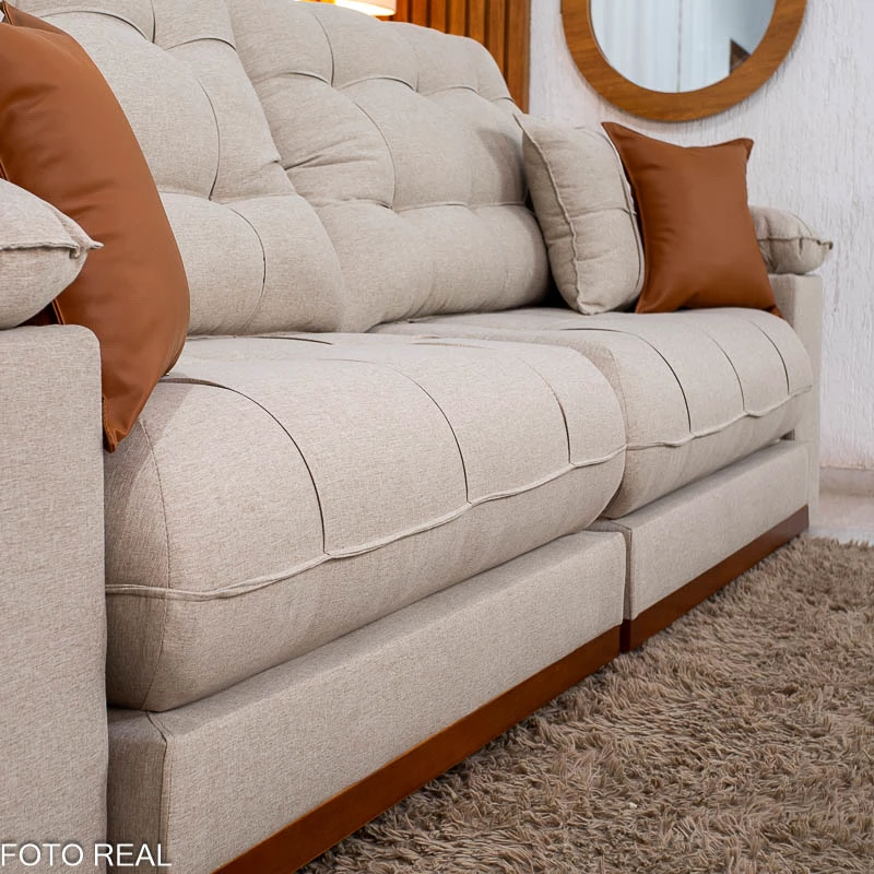 Sofá Retrátil Reclinável Verona 2.90m Linho Bege - Molas Ensacadas - Imagem 4