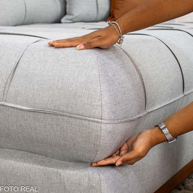 Sofá Retrátil Reclinável Verona 3.20m Linho Cinza Gelo 31 - Molas Ensacadas - Imagem 7