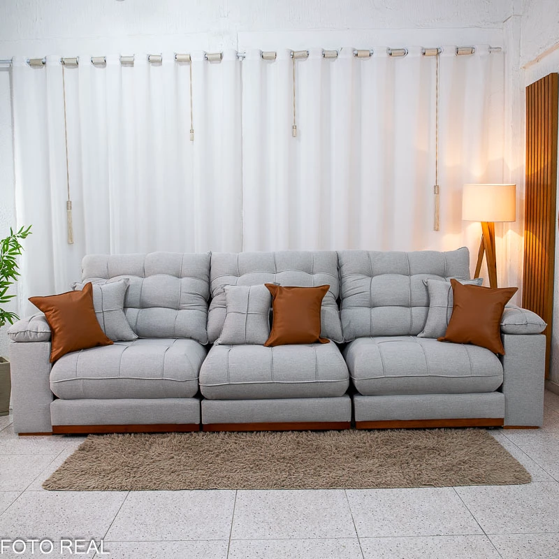 Sofá Retrátil Reclinável Verona 3.20m Linho Cinza Gelo 31 - Molas Ensacadas - Imagem 11