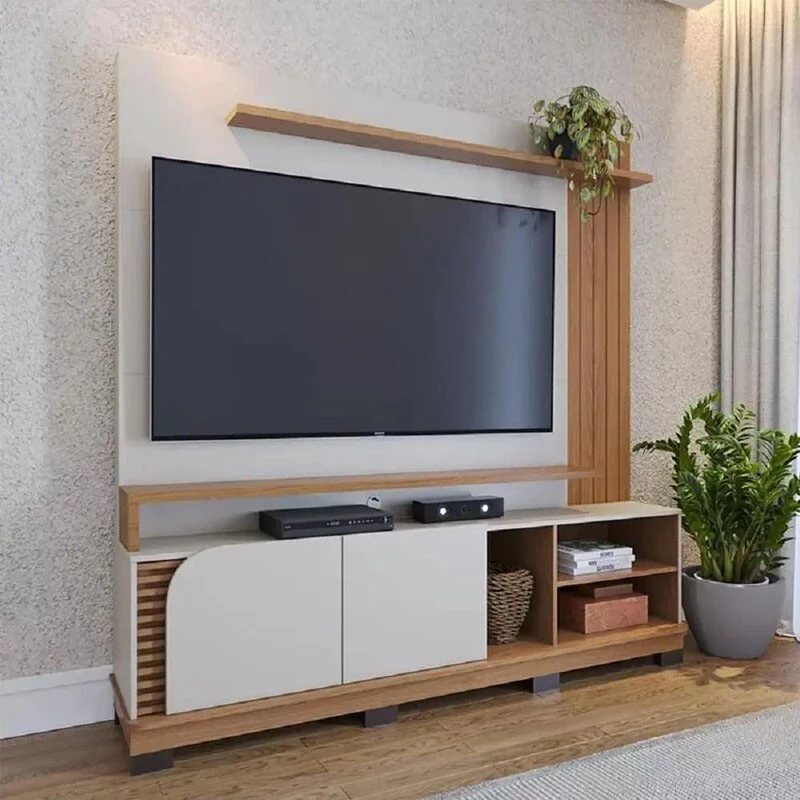 Home Jurerê Larg. 1.80m Off/Freijó para TV até 75" - Colibri